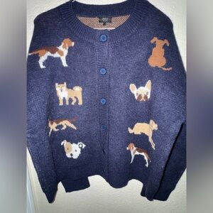 Dog Patterned Cardigan Sweater Size M/L